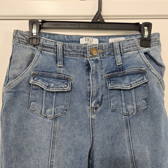 BBJ Los Angeles High Rise Wide Flare Leg Cargo Jeans Size 1/25 Y2K Streetwear - Picture 4 of 13